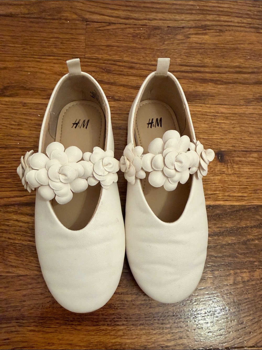 H&M Girls Cream Floral Strap Mary Jane Shoes